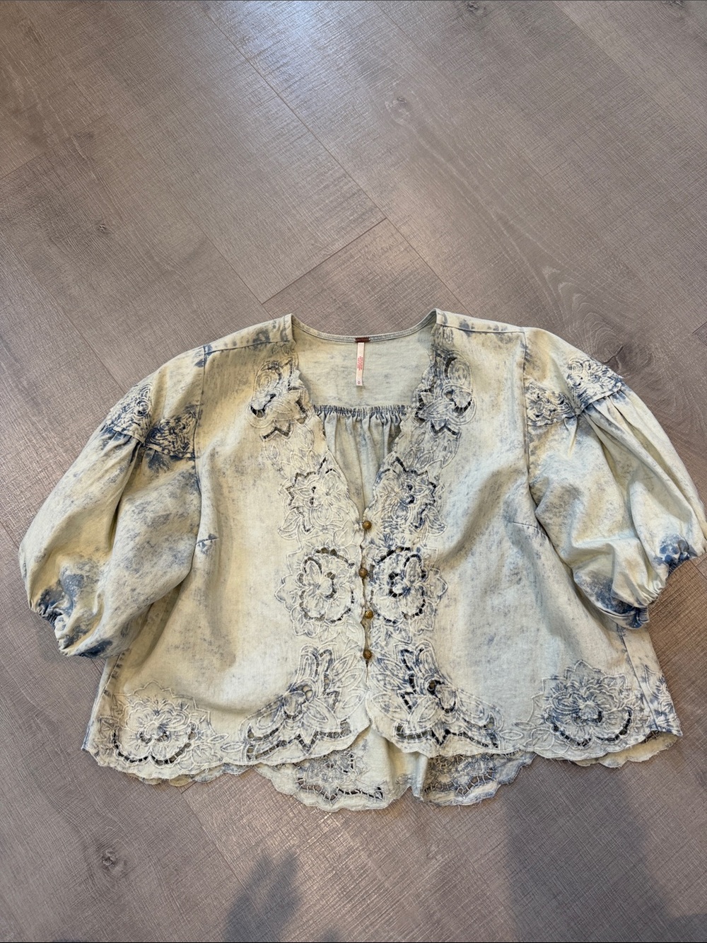 Free People Corinna Denim Top - Picture 3 of 5